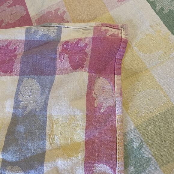 Vintage 100% Cotton ThrowBlanket Bunnies Rabbits Print 63x47”Multicolor Cottage - Picture 6 of 6